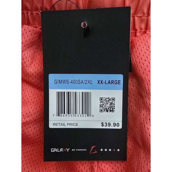 Mens Red Galaxy By Harvic XX-Large Athletic Shorts W/ Drawstring & Mesh Lining P - Picture 4 of 6